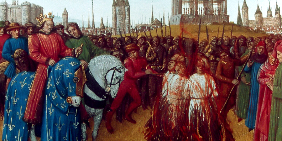 Hereges  sendo queimados pelo rei da França